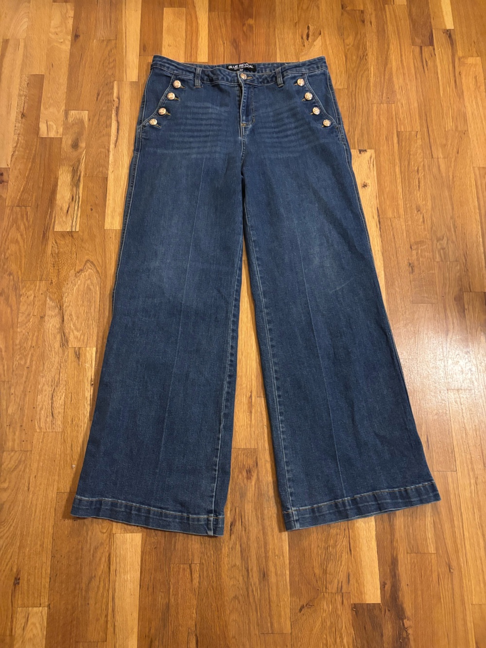 Blue Revival Dark Blue Wide Leg Jeans